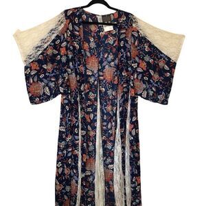 NEW Gypsan Lace Inset Kimono Style Top/jacket Size S/M Boho, Gypsy, Hippie